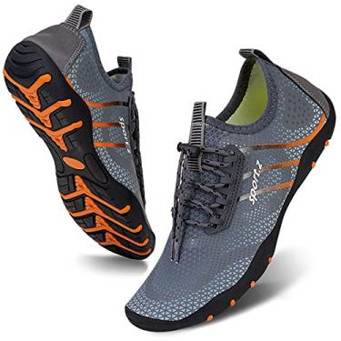 Imagem de WateLves Water Shoes – Meias aquáticas de secagem rápida para piscina, surfe, ioga, hidroginástica, Cinza escuro fluorescente, 39 BR