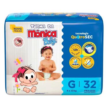Imagem de Fralda Descartável Turma Da Mônica Econômica G - 32 Unidades