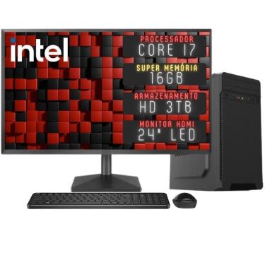 Imagem de Computador Completo 3green Desktop Intel Core i7 16GB Monitor 24&quot; Full HD HDMI HD 3TB Windows 10 3D-163
