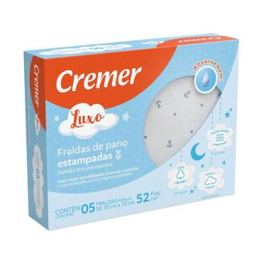 Imagem de FRALDA DE PANO CREMER LUXO ESTAMPADA MENINO CAIXA C/5 un