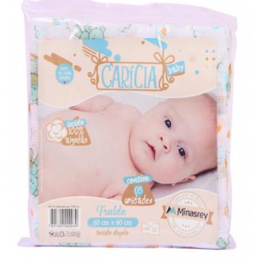 Imagem de Fralda De Pano Carícia Baby C/05 Unidades Estampado Menino 100% Algodão 60 X 60