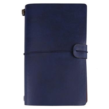Imagem de QANYEGN Caderno, Caderno De Couro, Agenda Personalizada Para Escrever Cartas Desenhar Colar Fotos 5 Cores(Azul escuro)