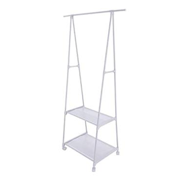 Imagem de Arara Cabideiro Duas Prateleiras 1,50m e Rodinhas Preto