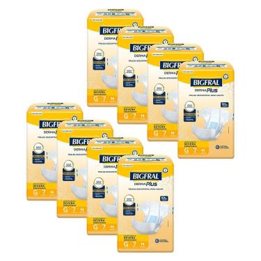 Imagem de Kit 8 Fraldas Geriátricas Bigfral Derma Plus G com 7un cada