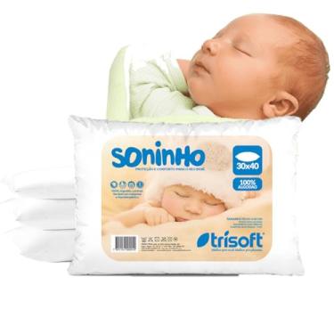 Imagem de Travesseiro Bebe 1 ano Recem Nascido Para Bebê Conforto Menina Menino Antialérgico Alto - 40x30 Trisoft
