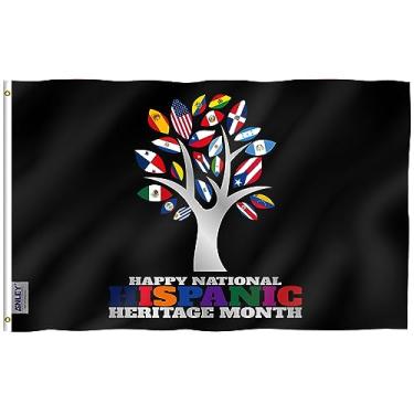 Imagem de Anley Fly Breeze 3x5 Pé Bandeira do Mês do Patrimônio Nacional Hispânico - Cabeçalho em Lona e Costura Dupla - Celebração dos Países Latinos Bandeiras Espanholas Poliéster com Anéis de Latão 3X5 Ft