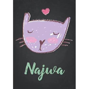 Imagem de Najwa: Carnet de notes A5 | Prénom personnalisé Najwa | Cadeau d'anniversaire pour fille, femme, maman, copine, sœur | Dessin de chat mignon | 120 pages lignée, Petit Format A5 (14.8 x 21 cm)