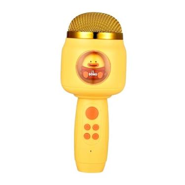 Imagem de Microfone Bluetooth para crianças, máquina de alto-falante portátil para meninos e meninas, brinquedo, crianças, KTV, ótimos presentes para casa, amarelo