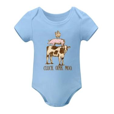 Imagem de SHUYINICE Macacão infantil engraçado para meninos e meninas macacão premium para recém-nascidos Cluck Oink Moo Baby Onesie, Azul-celeste, 18-24 Months