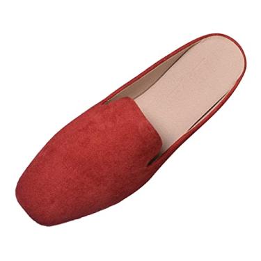 Imagem de Sandália feminina primavera e outono nova casual confortável cor sólida meia sandália de caminhada, Vermelho, 9