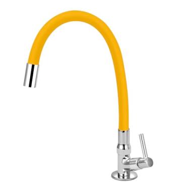 Imagem de Torneira Para Cozinha De Mesa Tubo Gourmet Colorido 1/4v. Cor:Amarelo