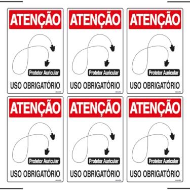 Imagem de Combo 6 Placas De Sinalização Atenção Protetor Auricular Uso Obrigatório 20x30 Ekomunike - S-200 F9e