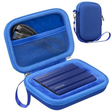 Imagem de Lacdo Maleta de transporte de disco rígido para Samsung T7 Shield/T7 Touch Unidades de estado sólido portáteis 500 GB 1/2TB USB 3.2 SSD externo armazenamento à prova de choque Bolsa de viagem,Azul