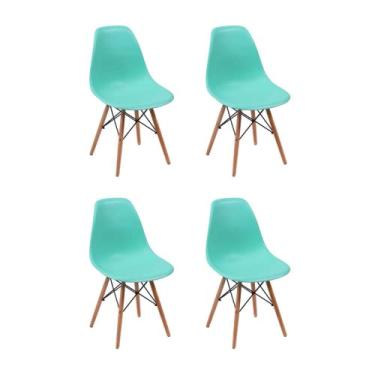 Imagem de Kit 4 Cadeiras Eames Wood Design Eiffel Jantar Azul Tiffany