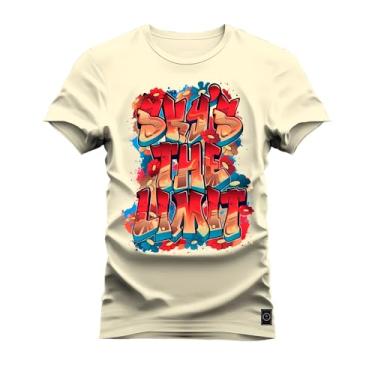 Imagem de Camiseta Plus Size T-Shirt 100% Algodão Estampada Durável Sky the Limit Perola G1
