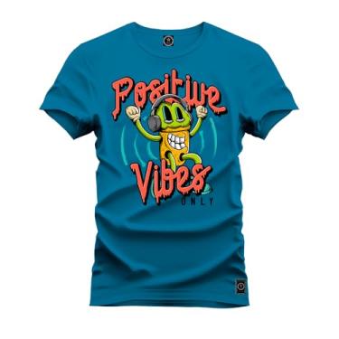 Imagem de Camiseta Casual Malha Confortável Estampada Posturi Viber Azul M
