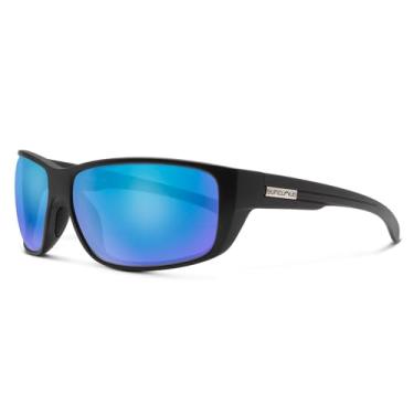 Imagem de Suncloud Milestone Óculos de sol polarizados com lentes de policarbonato, Contemporâneo, Matte Black Frame/Blue Mirror, One Size