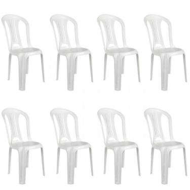 Imagem de Kit Com 8 Cadeiras Bistro Em Plastico Suporta Ate 182 Kg Branca  Mor