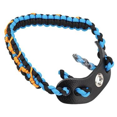 Imagem de SUNYA Alça de pulso com arco de tiro, alça de paracord 550 confortável na mão. Pala de couro de flor integral 100%, várias cores camufladas. Ajuste estabilizador de arco composto e recurvo. (Ingram-5)