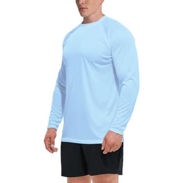 Imagem de GKVK Camiseta masculina FPS 50+ para pesca, Rash Guard, manga comprida, secagem rápida, para corrida, natação, Azul, G