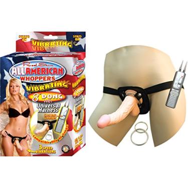 Imagem de Pênis Vibratório Real Skin All American Real Skin Whoppers com Arnês Universal 20 cm Flesh Dildo