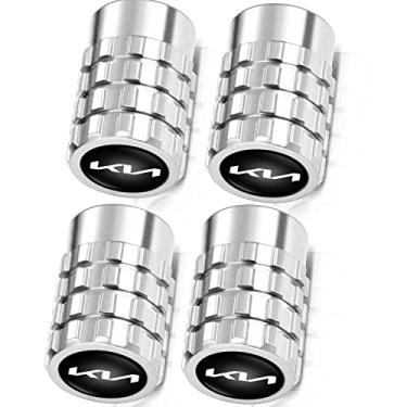Imagem de Tampas de haste de válvula de pneu de carro de metal compatíveis com KIA NIRO Rio Sportage Sorento Soul Stinger Seltos Cadenza K900 Forte Todos os modelos Tampa de roda, tampas de válvula de ar acessórios de decoração de estilo 4 peças
