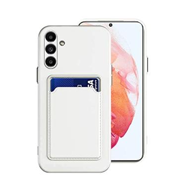 Imagem de Capa de silicone compatível com Samsung A15 com suporte de cartão preto, para Galaxy A15 5g, capa protetora fina de silicone líquido à prova de choque (branca)