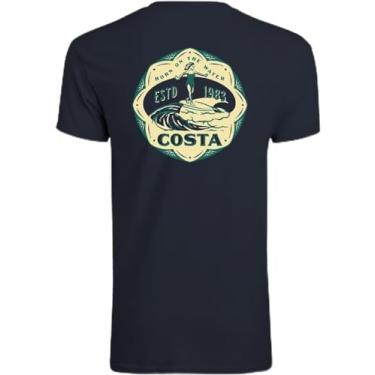Imagem de Costa Del Mar Camiseta masculina Queens azul marinho ajuste regular 100% malha de algodão camiseta masculina gola redonda, manga curta, Azul marino, GG