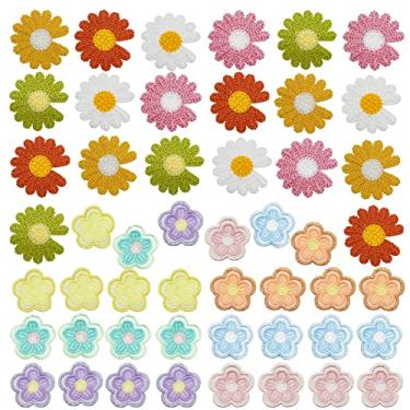 Imagem de Woohome 50 peças de adesivos de flor de margarida para costura em remendos de ferro em apliques para roupas jeans e reparo DIY
