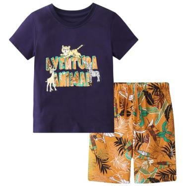 Imagem de Frogwill Conjunto de roupas de verão para meninos e crianças, de algodão, camiseta e shorts de manga curta 2-5 anos, Azul-marinho, 3 Anos