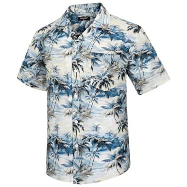 Imagem de Camisa masculina havaiana manga curta botão para praia tropical 100% algodão verão casual férias floral Aloha camisa, B3-1, 3G