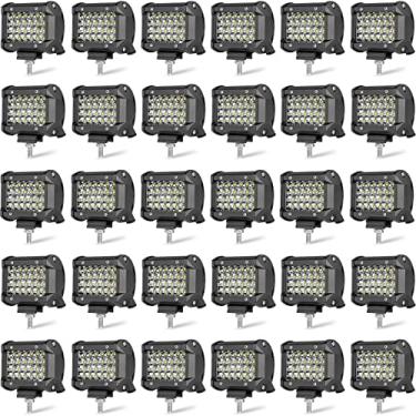 Imagem de MUVKQC Módulos de luz de trabalho LED, 30 peças 4 pol. 72 W Barra de luz quadrada para farol de neblina off-road barra de luzes para caminhões, carro, quadriciclo, UTV, SUV, carrinho de golfe, trator, empilhadeira
