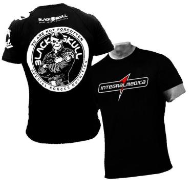 Imagem de Kit 2x Camiseta  Preta Black Skull + Camisa Preta Integralmedica Roupa Blusa Esportiva-Unissex