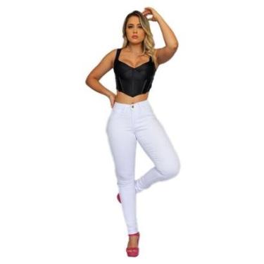 Imagem de Calça Capri Feminina Jeans Com Licra Cintura Alta Com Efeito Levanta Bumbum 35-Feminino