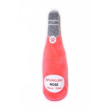 Imagem de Glow Pups Garrafa de champanhe de pelúcia para cães, brinquedo de pelúcia para presente de aniversário, lembrancinha de festa de fim de ano (rosa espumante)