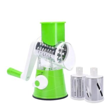 Imagem de Cortador de legumes multifuncional com manivela manual de cozinha doméstica, triturador, fatiador, estilo tambor, cortador de legumes/1003(Green)