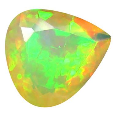 Imagem de Corte de pera de qualidade de pedra de grau AAA+ 3,05 ct (12 x 11 mm) opala arco-íris etíope não aquecida genuína e extraída da pedra preciosa solta da Terra