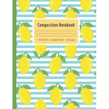 Imagem de Caderno de composição de limões: caderno de composição pautado universitário para crianças, adolescentes e adultos, presente para estudantes e professores para volta às aulas