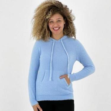 Imagem de Blusa Blue Rose Canguru de Lã Felpuda com Capuz Feminina-Feminino