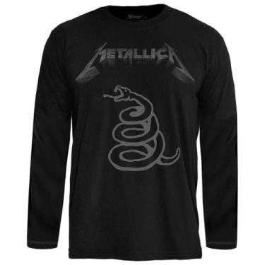 Imagem de Camiseta Manga Longa Metallica Black Album Oficial Stamp
