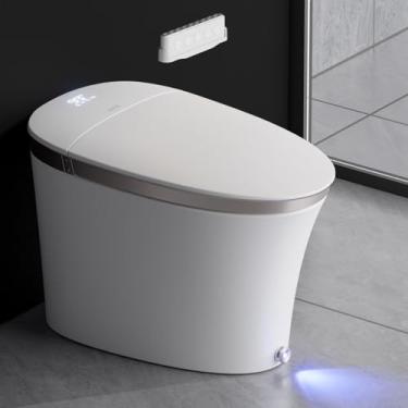 Imagem de EPLO Sanita inteligente de luxo iX7 com abertura e fechamento automático, assento aquecido, água quente instantânea e secadora, vaso sanitário moderno com bidê alongado com luz noturna, display