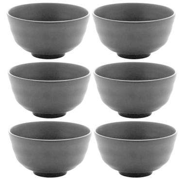 Imagem de Kit 6 Bowls de Melamina Tóquio 11,5x6cm Servir Shimeji e Ceviche Pote Redondo Preto