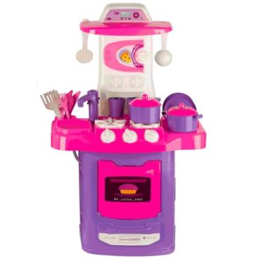 Imagem de Cozinha Infantil Completa Para Menina com Pia Fogão Forno Sai Água Lugo