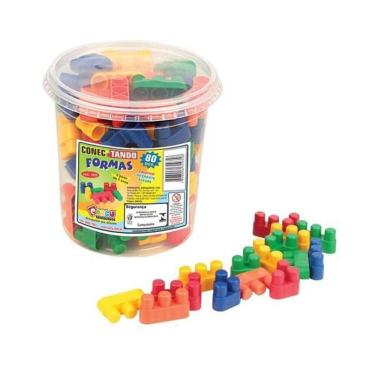 Imagem de Jogo Infantil Conectando Formas 80 Peças Carlu Brinquedos
