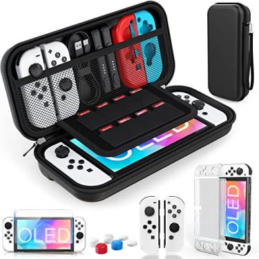 Imagem de HEYSTOP Switch OLED Case Compatible with Nintendo Switch OLED Model 2021, 9 in 1 Accessories for Switch OLED Model with Dockable Protective Case, HD Screen Protector and 6 Pcs Thumb Grip Caps