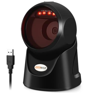 Imagem de WoneNice Scanner de código de barras omnidirecional automático, scanner de código de barras 1D 2D com fio USB, leitor de código QR quadrado, leitor de código de barras de imagem CMOS mãos livres para