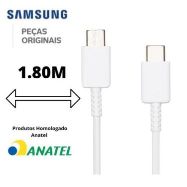 Imagem de Cabo Samsung Original  C para C Longo 1.8M S24 S24+ S24Ultra, BRANCO