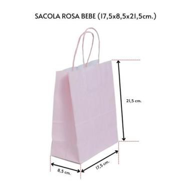 Imagem de Sacola para presente kraft rosa bebe 17,5x8,0x21,5 c/ 30 un. - TAMAROZ