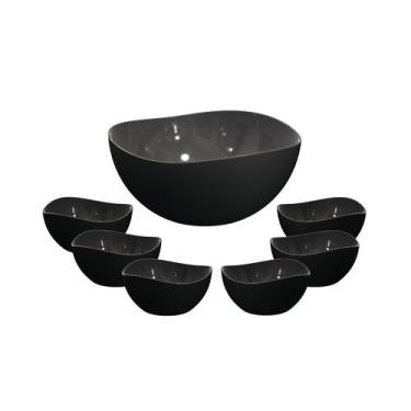 Imagem de Jogo de Sobremesa Preto Tigela Bowl Saladeira Pote 7un - UZ