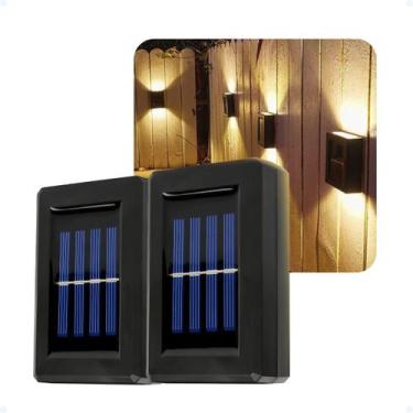 Imagem de Kit 2 Arandelas Externa De Muro Sem Fio Preta Escada Solar - Hxt